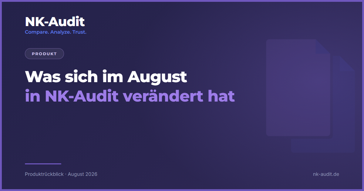 Was sich im August in NK-Audit veraendert hat, NK-Audit Blog
